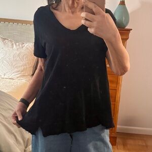 Asymmetric Hem Jethro Oversized Black Cotton Top Size Large